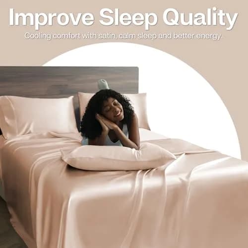 MR&HM Satin Pillowcase 2 Pack, Queen Size 76.2cm (30") x 50.8cm (20") Champagne | Smooth Cooling Satin Pillowcase with Envelope Closure thumbnail 5