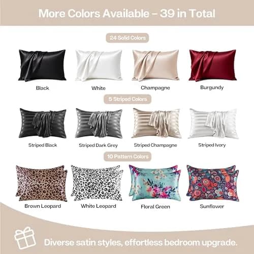 MR&HM Satin Pillowcase 2 Pack, Queen Size 76.2cm (30") x 50.8cm (20") Champagne | Smooth Cooling Satin Pillowcase with Envelope Closure thumbnail 7