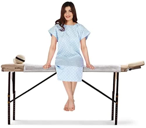 Utopia Care Women's Hospital Gown Polkadots Blue Large-X-Large | Front & Back Snap Access for Exams & Breastfeeding thumbnail 5