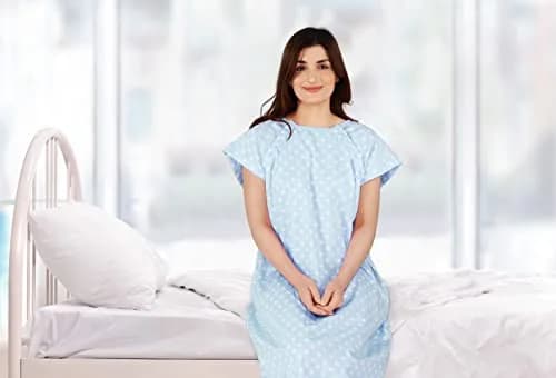 Utopia Care Women's Hospital Gown Polkadots Blue Large-X-Large | Front & Back Snap Access for Exams & Breastfeeding thumbnail 7