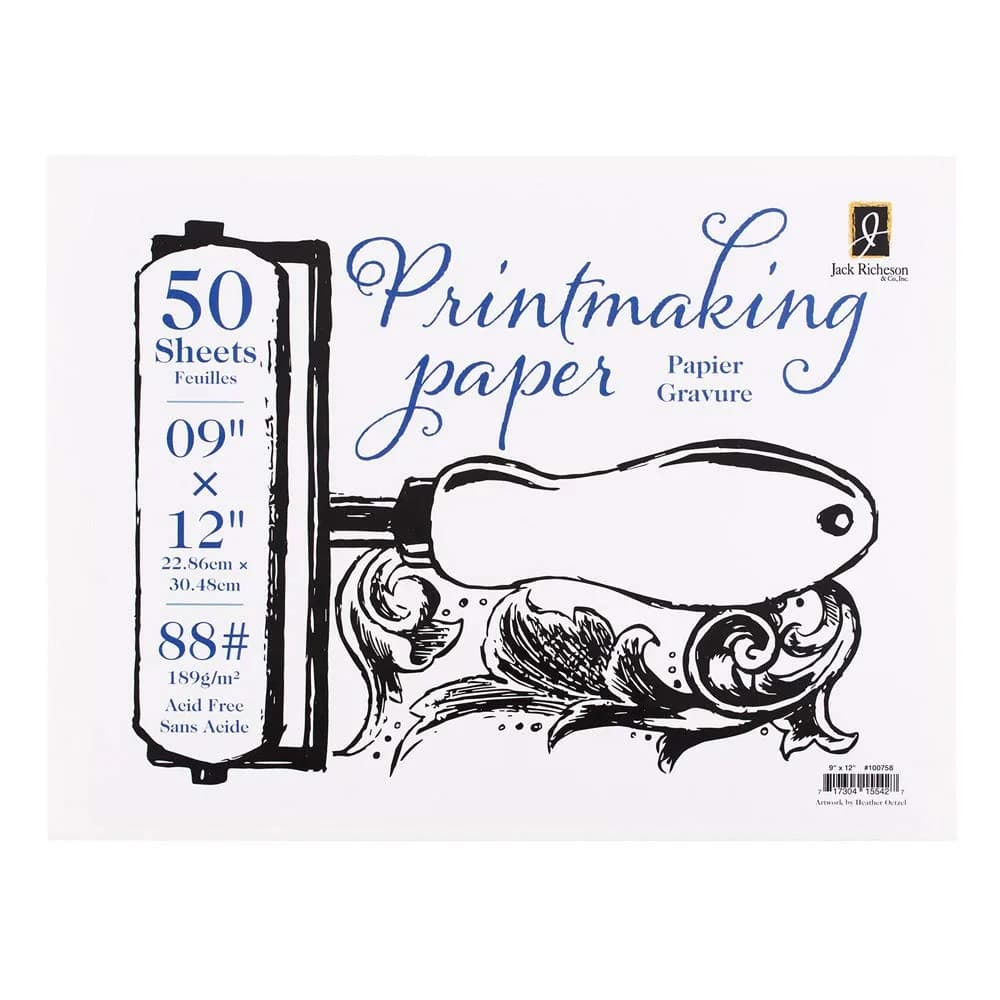 Jack Richeson Printmaking Paper, 88# 12x9 inches | Relief & Block Printing, 50 Sheets