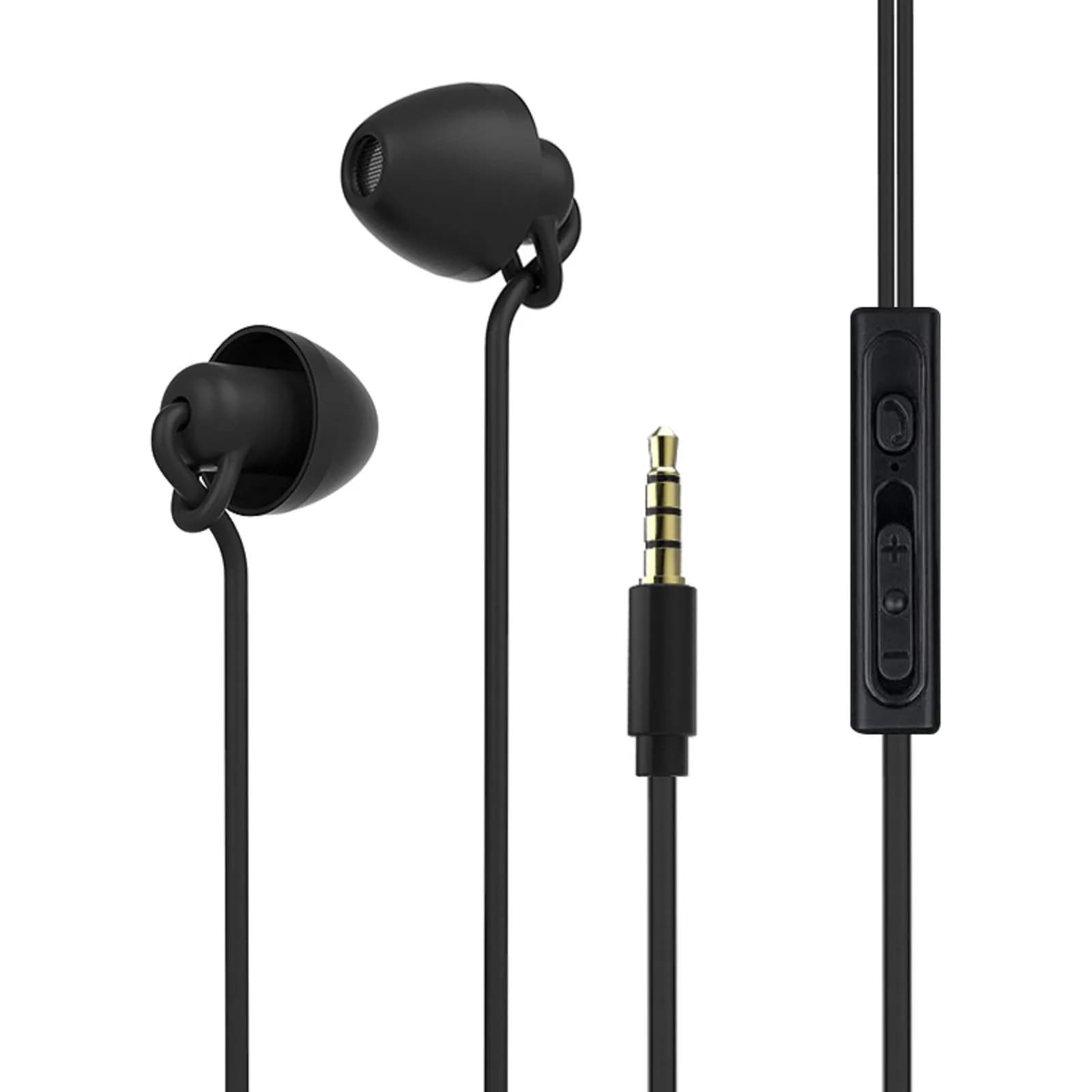 AooYu Sleeping Earbud Headphones - Ultra Flexible Silicone Noise Cancelling Wired Sleep Earphones with Microphone for Insomnia, Snoring, Air Travel, Relaxation (Black) - main product image