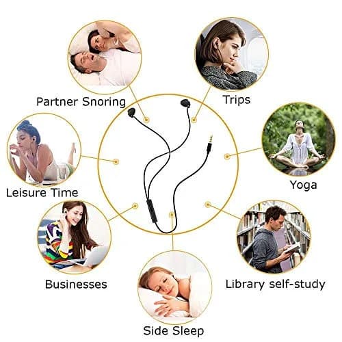AooYu Sleeping Earbud Headphones - Ultra Flexible Silicone Noise Cancelling Wired Sleep Earphones with Microphone for Insomnia, Snoring, Air Travel, Relaxation (Black) thumbnail 3
