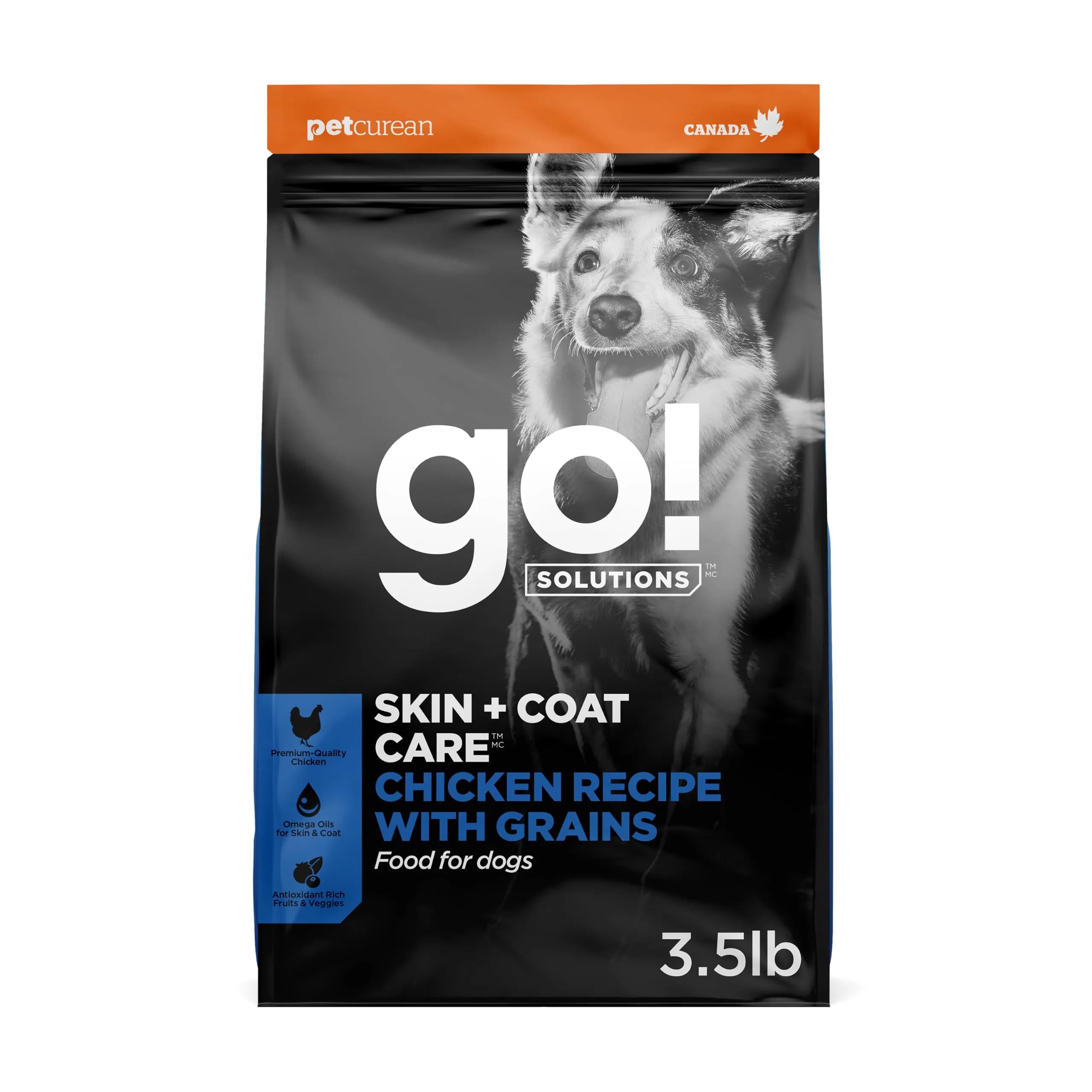 Go! Solutions Skin + Coat Care Chicken Dry Dog Food, 22 lb | Supports Healthy Skin & Shiny Coat — Chicken - All Life Stages / 3.5 Pound