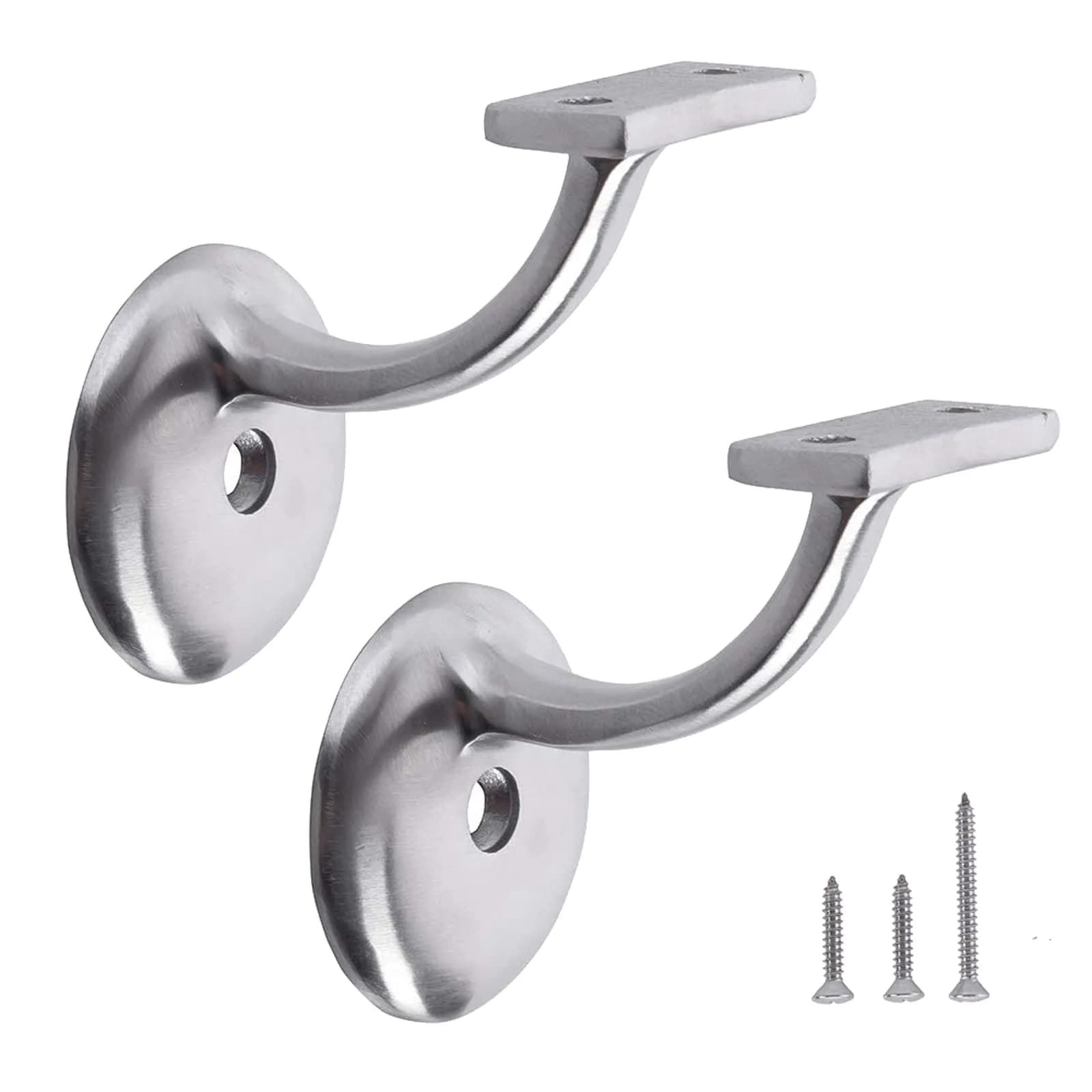 HOME MASTER HARDWARE Hand Rail Brackets for Stairs 6 Pack | Heavy Duty Zinc Support, Matte Black Finish — 2.25" Stainless Steel