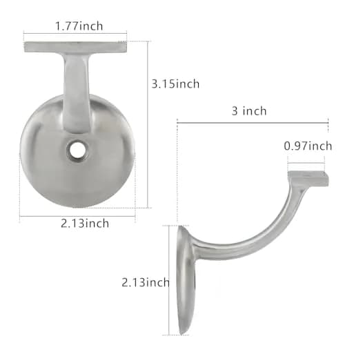 HOME MASTER HARDWARE Hand Rail Brackets for Stairs, Brushed Stainless Steel | Heavy Duty Support for Indoor & Outdoor Use thumbnail 6