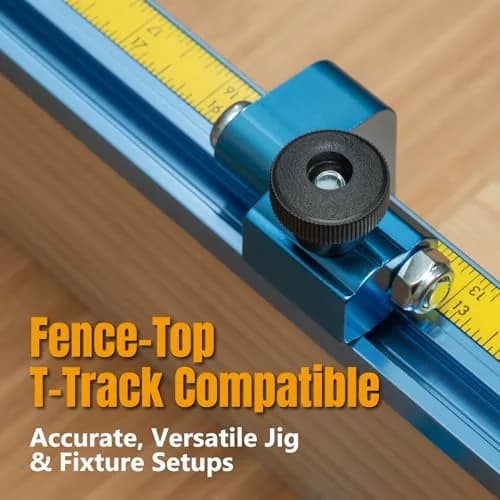 POWERTEC 3" Fence Flip Stop for Table Saw, Miter Saw, and Drill Press, T Track Accessories for Woodworking, 1PK (71367) | Universal T-Track Flip Stop thumbnail 4