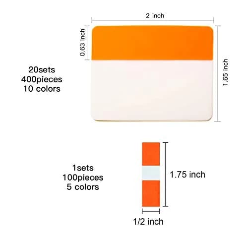 ELII 500 Pieces Sticky Index Tabs 2 Inch & 0.5 Inch | Writable, Repositionable, 10 Vibrant Colors thumbnail 2