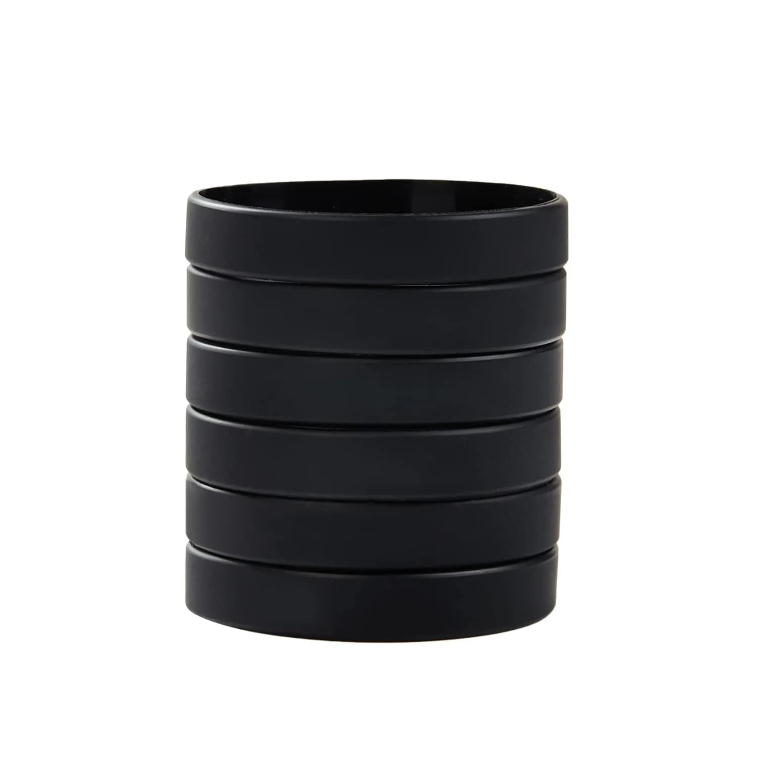 BRANDWINLITE Black Silicone Bracelets 6pcs (202mm / 8") | Unisex Adult Size, Latex-Free, Waterproof - main product image