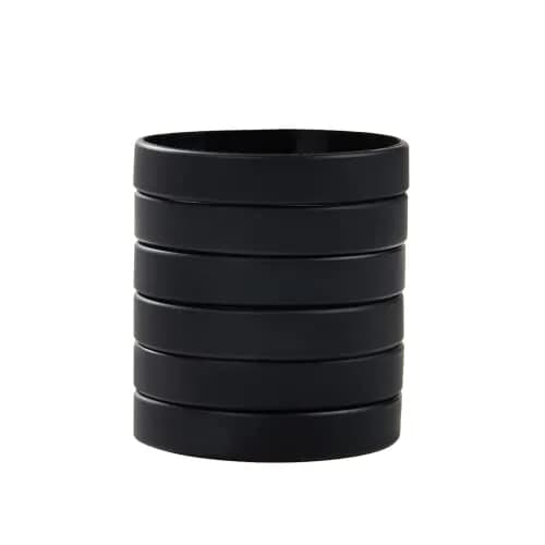 BRANDWINLITE Black Silicone Bracelets 6pcs (202mm / 8") | Unisex Adult Size, Latex-Free, Waterproof thumbnail 1