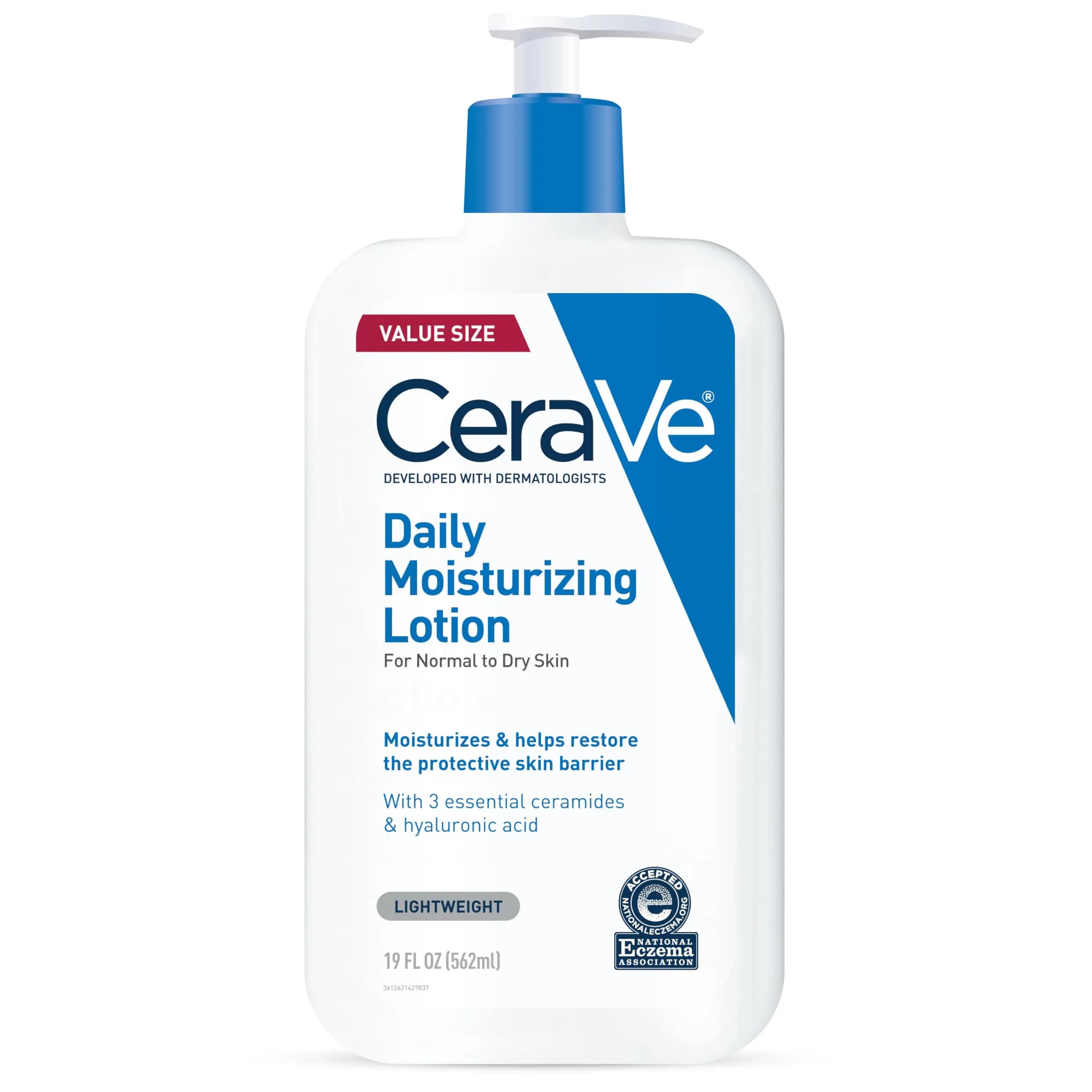 CeraVe Daily Moisturizing Lotion for Dry Skin 562ml (19 Fl Oz) | Fragrance-Free, Oil-Free, Non-Comedogenic
