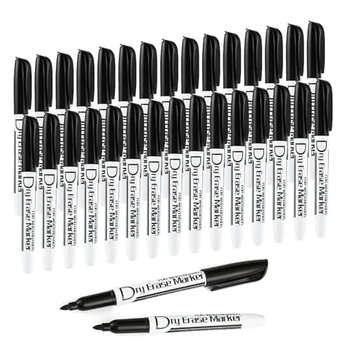 Volcanics Black Dry Erase Markers, Fine Tip, 30 Pack | Low Odor, Water-Based Ink thumbnail 1