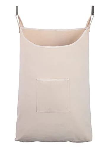GORISEN Hanging Laundry Hamper with Front Pocket, Beige, 65 Liters (52cm x 81cm x 10cm) | Space-Saving Door Mount thumbnail 1