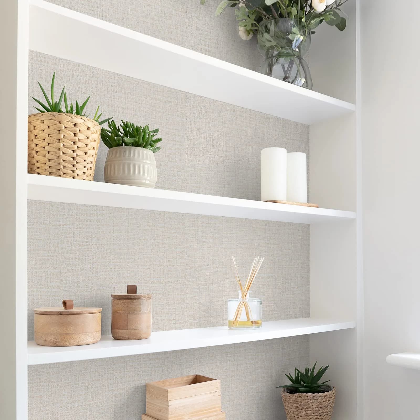 TANONE Contact Paper Peel and Stick (15.8 in X 118 in), Grasscloth Wallpaper Self Adhesive Removable Wallpaper, Fabric Linen Thickened Wall Paper Decorative for Wall Cabinets Drawers Kitchen thumbnail 5