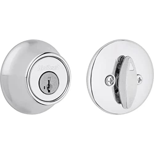 Kwikset Deadbolt Lock, Polished Chrome | SmartKey Security & Pick Resistant (70-120 chars) thumbnail 4