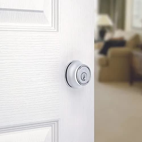 Kwikset Deadbolt Lock, Polished Chrome | SmartKey Security & Pick Resistant (70-120 chars) thumbnail 3