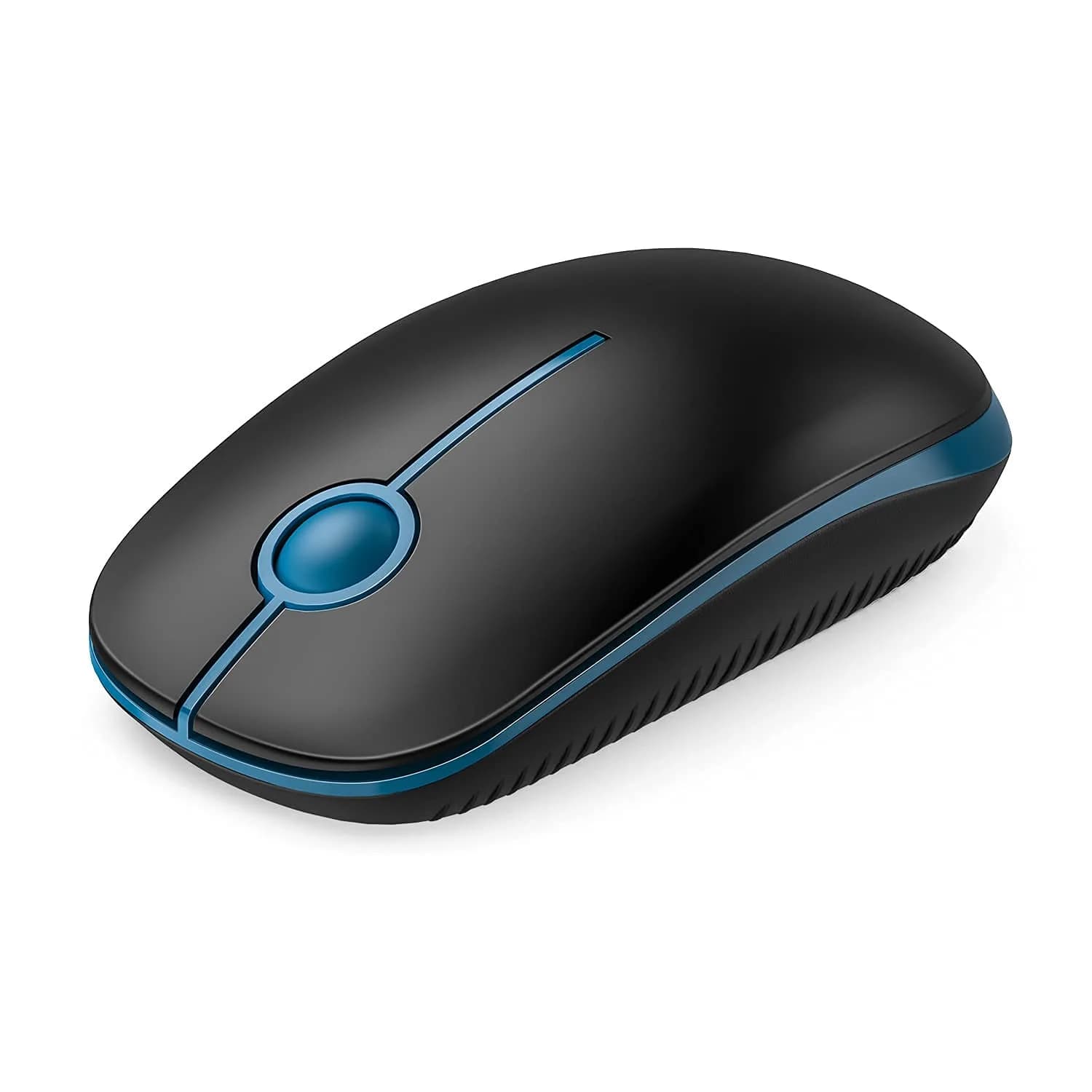 VssoPlor Wireless Mouse, 2.4G Computer Laptop Mouse, Black Sapphire Blue, 11.7 cm (4.7 inch) | Ambidextrous Optical Mouse with USB Receiver - main product image