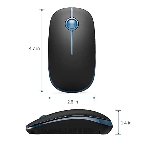 VssoPlor Wireless Mouse, 2.4G Computer Laptop Mouse, Black Sapphire Blue, 11.7 cm (4.7 inch) | Ambidextrous Optical Mouse with USB Receiver thumbnail 7