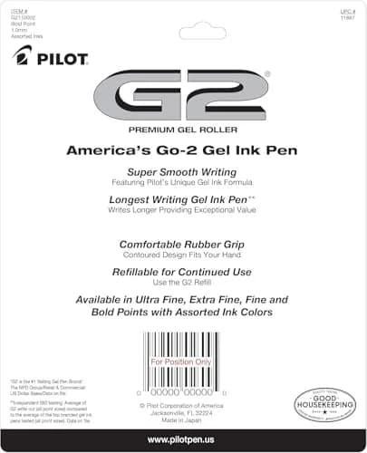 Pilot G2 Gel-Ink Pens, Bold Point (1.0mm) | Refillable, Assorted, 10-Pack for Office & School thumbnail 2