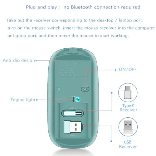 JETTA Wireless Mouse for MacBook & PC | 1600 DPI Optical Sensor, Rechargeable, 2.4GHz Wireless, Blue thumbnail 4