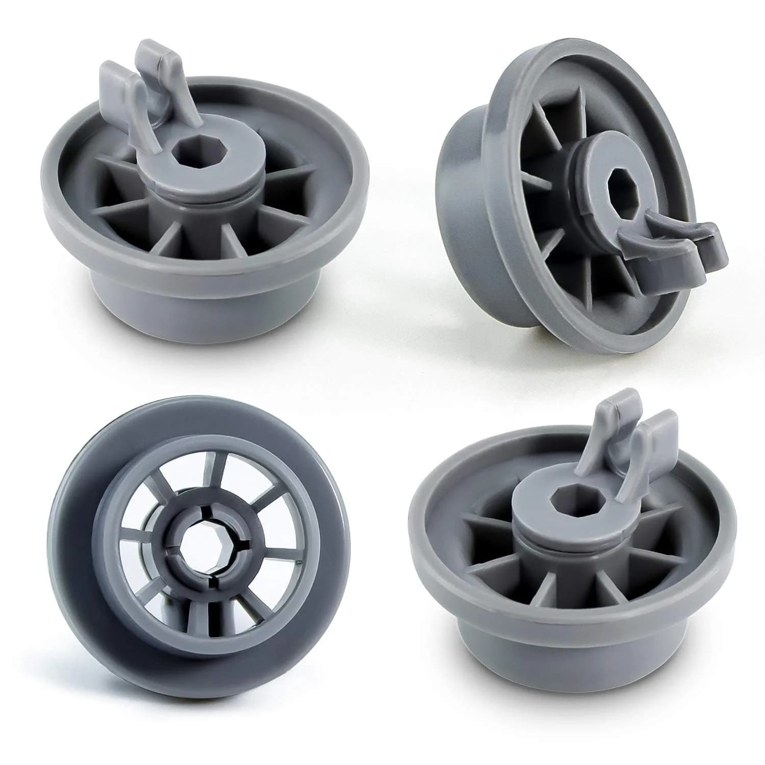 AMI PARTS 8 Pack Dishwasher Lower Rack Wheels | Replaces 165314, 420198, AP2802428 — Gray
