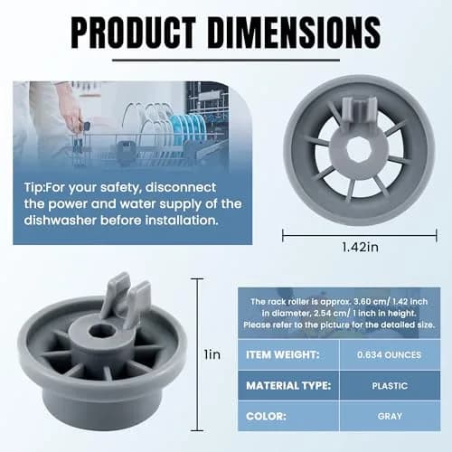 AMI PARTS Dishwasher Rack Wheels 3.6cm (1.42 inch) | 4-Pack Replacement Kit thumbnail 4