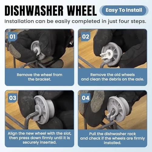 AMI PARTS Dishwasher Rack Wheels 3.6cm (1.42 inch) | 4-Pack Replacement Kit thumbnail 6