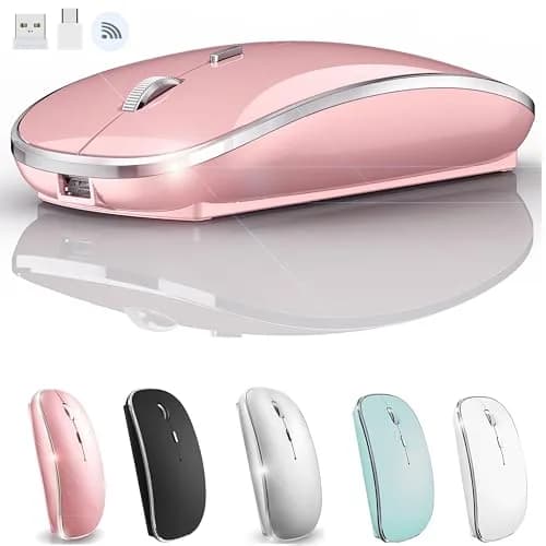 JETTA Wireless Mouse for MacBook Pro MacBook Air Laptop PC Chromebook 2.4 USB/USB C Mouse Rose Gold | Plug and Play thumbnail 1