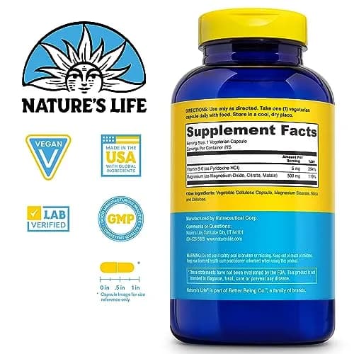 Nature's Life Magnesium 500 mg, 275 VegCaps | Supports Muscles, Nerves & Bones thumbnail 2