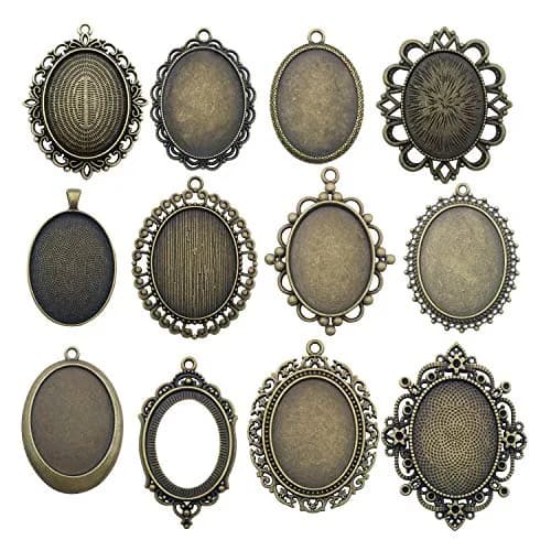 Youdiyla Jewelry Pendant Trays 30x40mm Antique Bronze | Perfect for DIY Photo Jewelry thumbnail 1