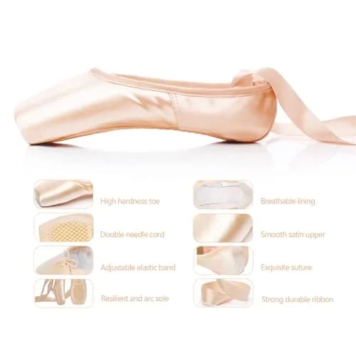 IJONDA Adult Ballet Pointe Dance Shoes Practice Slippers for Girls Women - US Women's Size 9 Pink | Professional Dance Footwear thumbnail 6