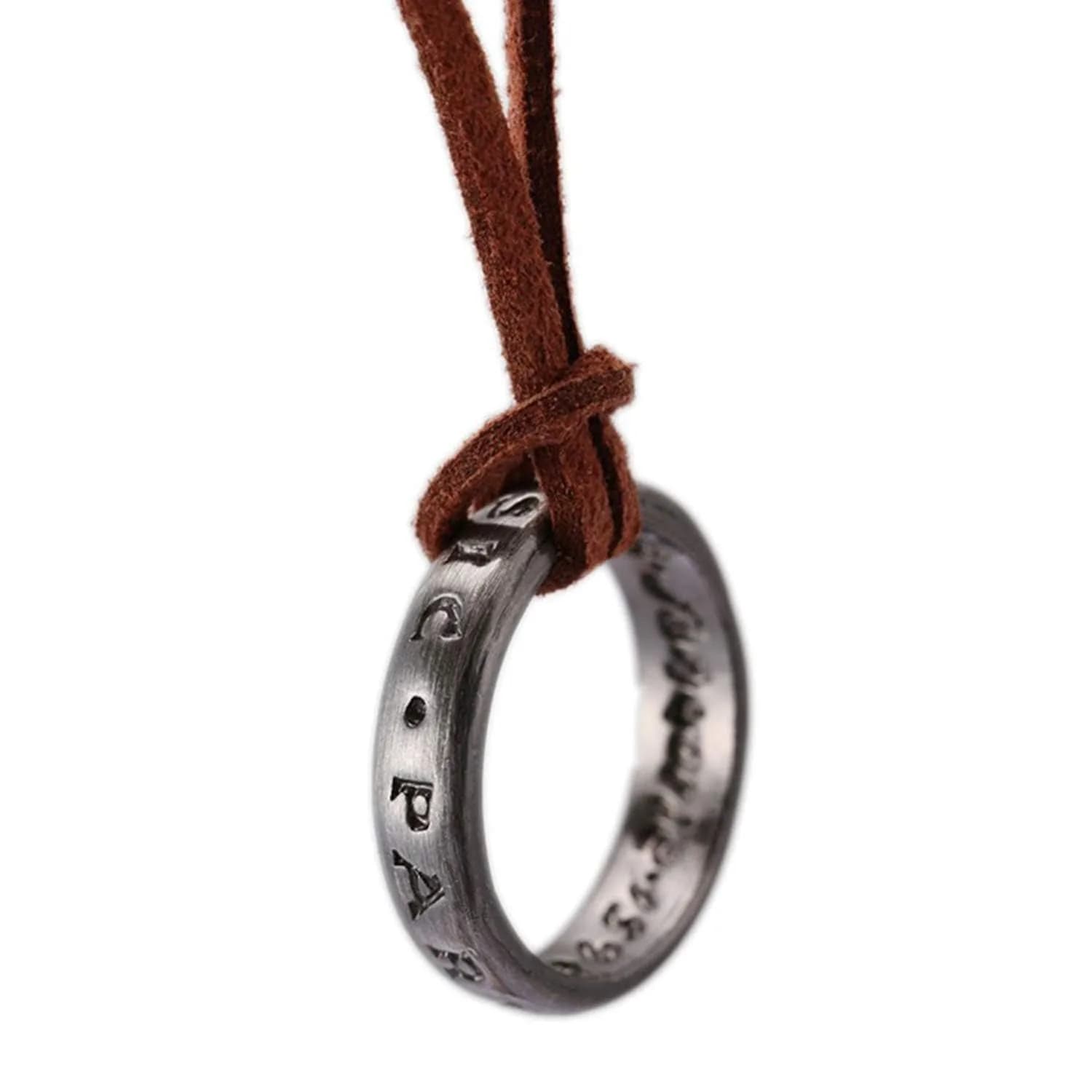 hooseiki Uncharted 4 Nathan Drake Ring Pendant Necklace with Adjustable Brown Leather Chain — PL-1-20190510