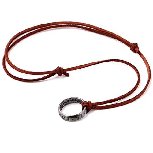 hooseiki Uncharted 4 Nathan Drake Ring Pendant Necklace with Adjustable Brown Leather Chain thumbnail 3