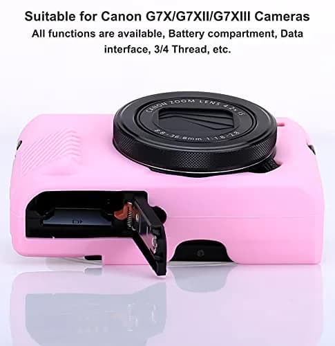 Yisau Pink Silicone Camera Case for Canon PowerShot G7X / G7X Mark II | Ultra Thin Lightweight Rubber Soft Silicone Bag Cover thumbnail 4