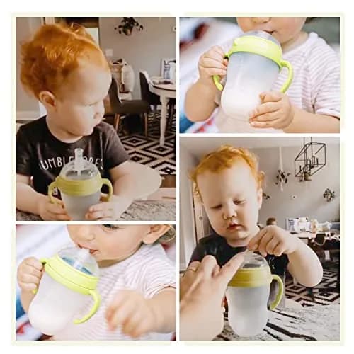 ANPEI Straw Sippy Cup Transitional Nipple Kit for Comotomo Baby Bottles 5 oz & 8 oz | Converts Comotomo Bottles to Straw or Soft Food Dispenser thumbnail 4