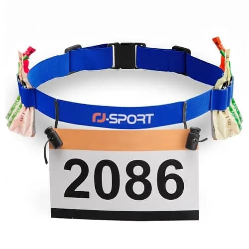 RJ-Sport Race Number Belt - Triathlon Race Belt BIB Holder with 6 Energy Gel Loops for Triathlon, Marathon, Running & Cycling | Fully Adjustable thumbnail 1