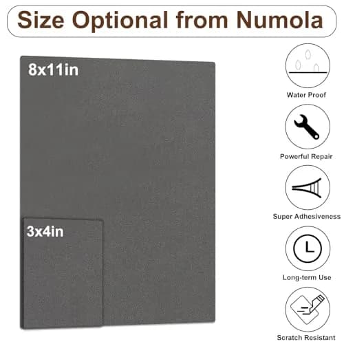 Numola Leather Repair Patch, 8×11 Inch Self-Adhesive Gray | Waterproof, Super Sticky, Easy Cut, Suitable for Leather & Vinyl thumbnail 2