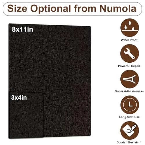 Numola Leather Repair Patch, 8×11 Inch Self-Adhesive Dark Brown | Waterproof, Strong & Easy to Use thumbnail 2
