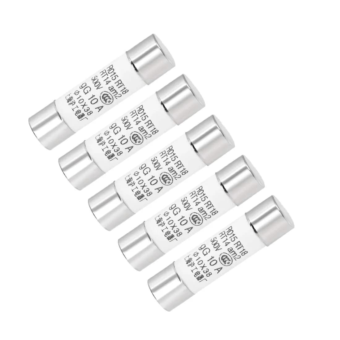 uxcell Ceramic Cartridge Fuses 10A DC 500V 10x38mm | Protects Circuits & Semiconductors - main product image