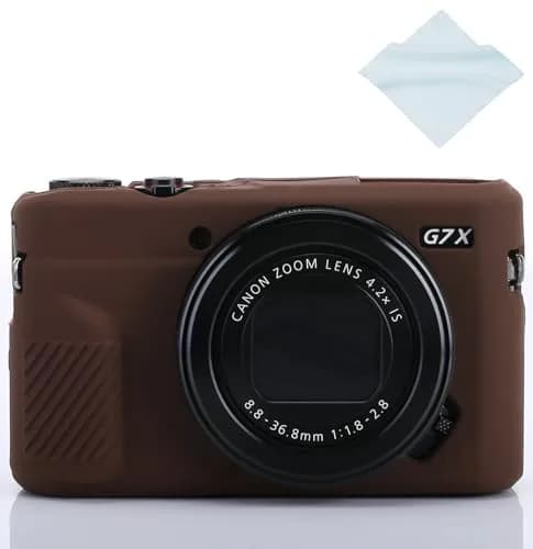 Yisau Silicone Camera Case for Canon G7X / G7X Mark II, Coffee | Ultra Thin Lightweight Rubber Soft Silicone Case Bag Cover thumbnail 1