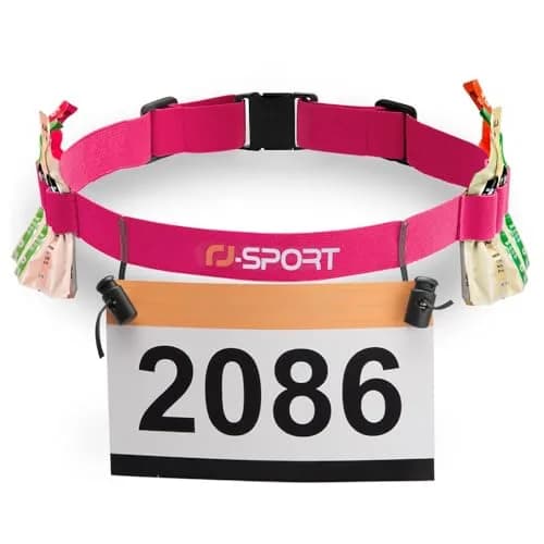RJ-Sport Race Number Belt with 6 Gel Loops - Adjustable Bib Holder for Triathlon, Marathon, Running & Cycling (Pink, One Size) thumbnail 1