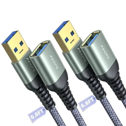 AINOPE USB 3.0 Extension Cable 2Pack 6.6FT (2m) Male to Female Grey | 5Gbps Fast Data Sync & Charging thumbnail 1