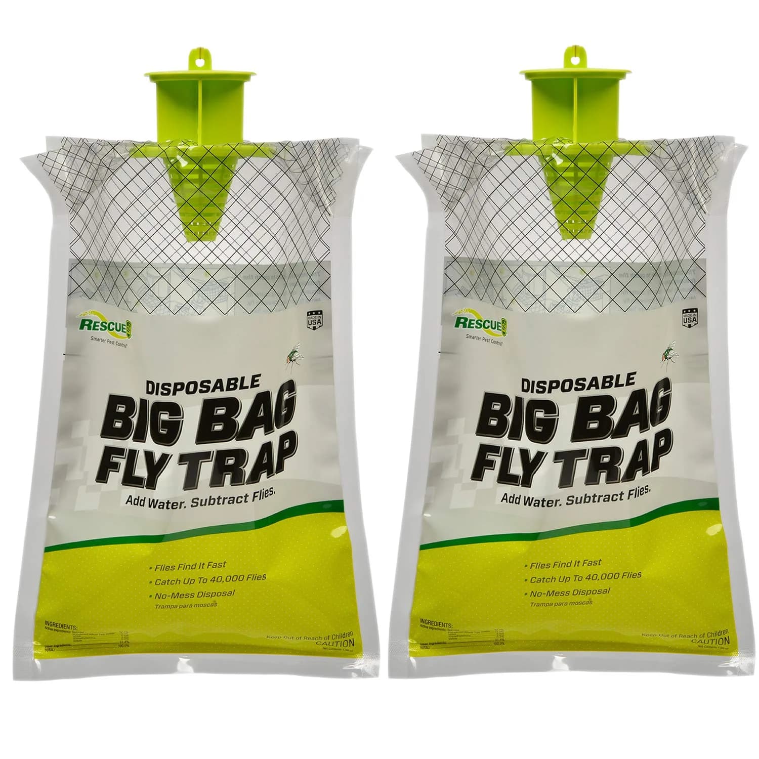 RESCUE! Big Bag Fly Trap Disposable Outdoor Use 2 Pack | Catches 40,000 Flies - main product image