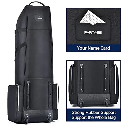 Partage Golf Travel Bag with Wheels | Heavy Duty Oxford, 600D Waterproof Fabric, Black | 51" Open Size thumbnail 6