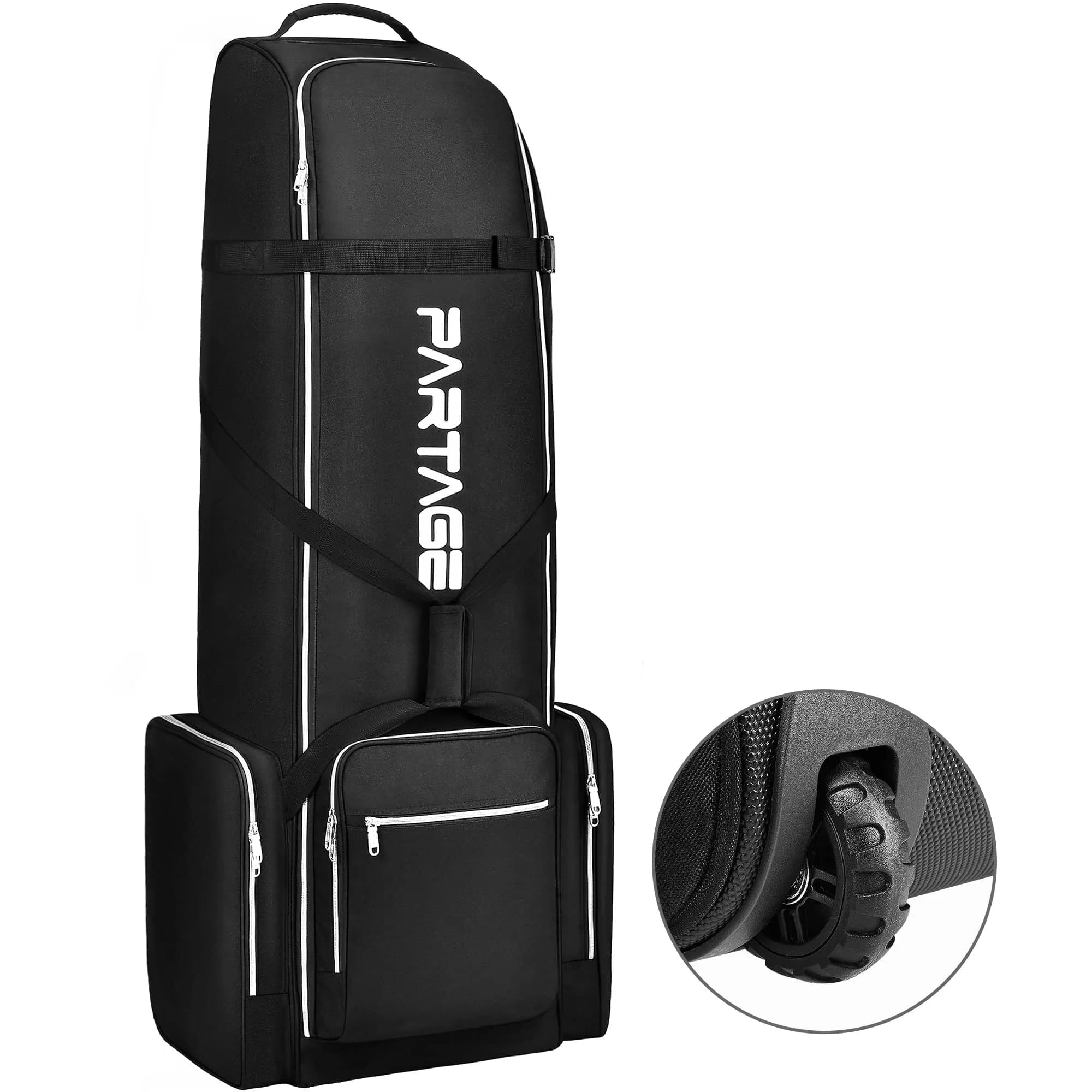 Partage Golf Travel Bag with Wheels & Padded Protection, 132 cm (51 Inches) | Gray — Black