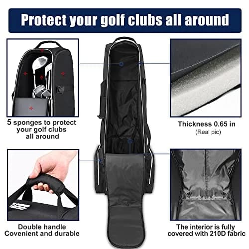 Partage Golf Travel Bag with Wheels | Heavy Duty Oxford, 600D Waterproof Fabric, Black | 51" Open Size thumbnail 3