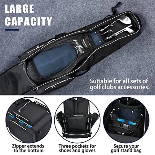 Partage Golf Travel Bag with Wheels | Heavy Duty Oxford, 600D Waterproof Fabric, Black | 51" Open Size thumbnail 4
