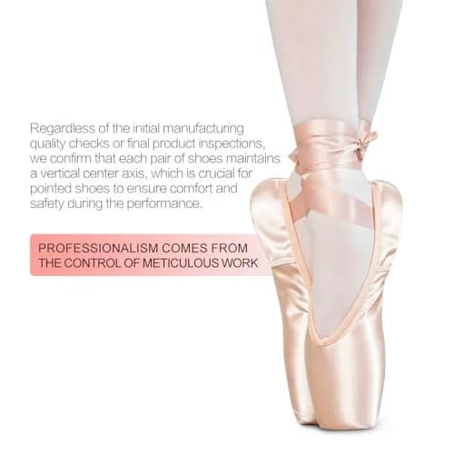 IJONDA Adult Ballet Pointe Dance Shoes Practice Slippers for Girls Women Size 4 Pink | Imported Dance Footwear thumbnail 2