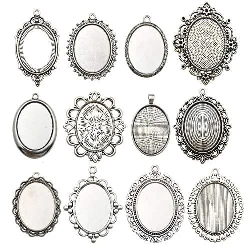 Youdiyla 10 Pendant Trays 30x40mm Oval Blank Bezel Frame Jewelry Making Antique Silver thumbnail 1