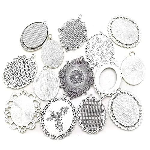 Youdiyla 10 Pendant Trays 30x40mm Oval Blank Bezel Frame Jewelry Making Antique Silver thumbnail 2